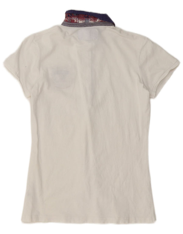 Tricou polo Napapijri Geographic pentru femei UK 12 Medium White Colorblock