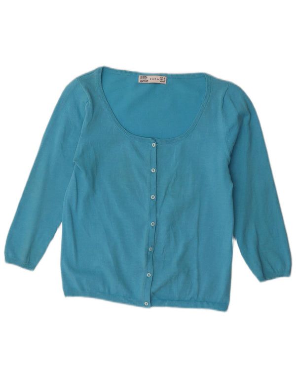 Pulover de cardigan cu mâneci 3/4 pentru femei Zara UK 12 Medium Blue