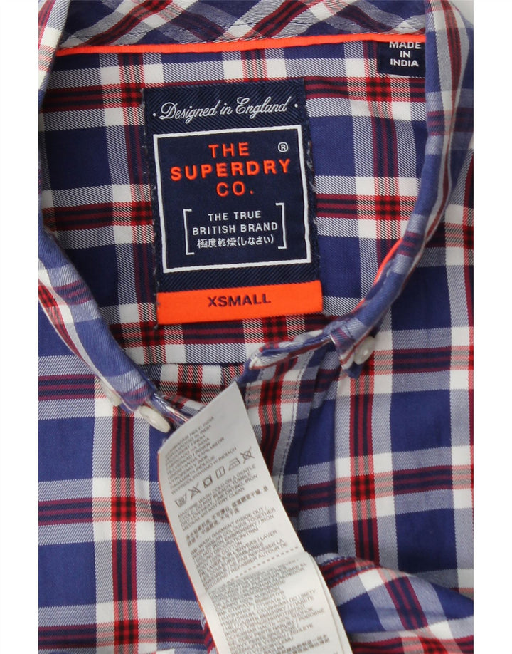 Cămașă de flanel pentru bărbați SUPERDRY XS, bumbac cu carouri bleumarin