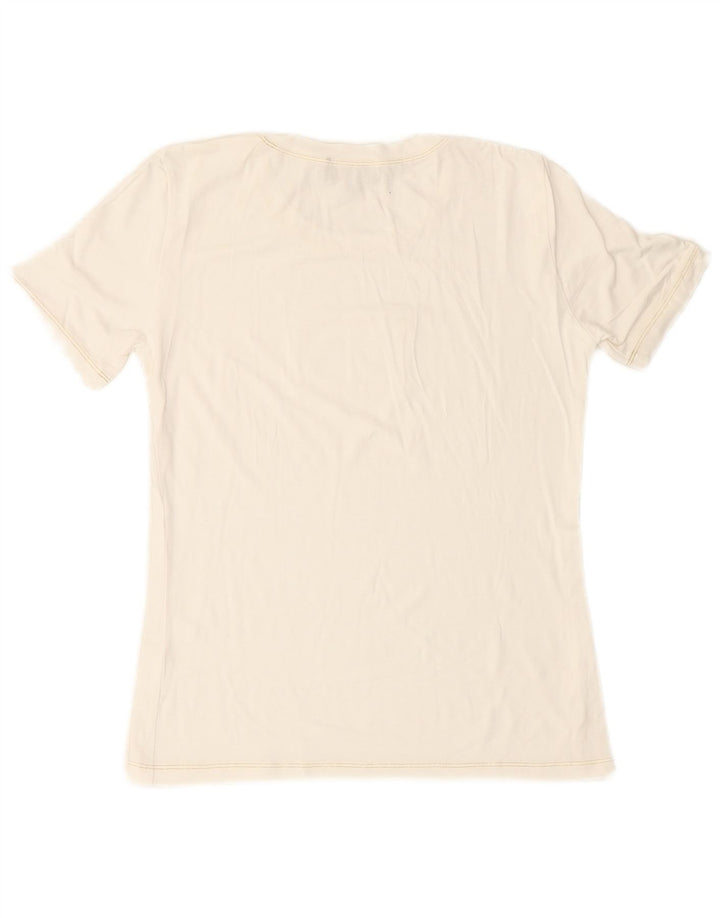 LUISA SPAGNOLI Tricou cu grafic pentru femei Top UK 14 Medium White Viscose