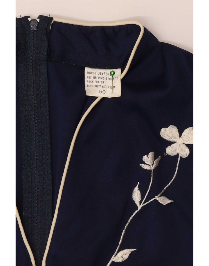 Rochie maxi cu mâneci lungi vintage pentru femei IT 50 XL bleumarin poliester