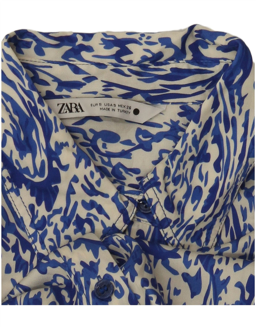 Cămașă loose-fit Zara pentru femei UK 10 Small Blue Paisley