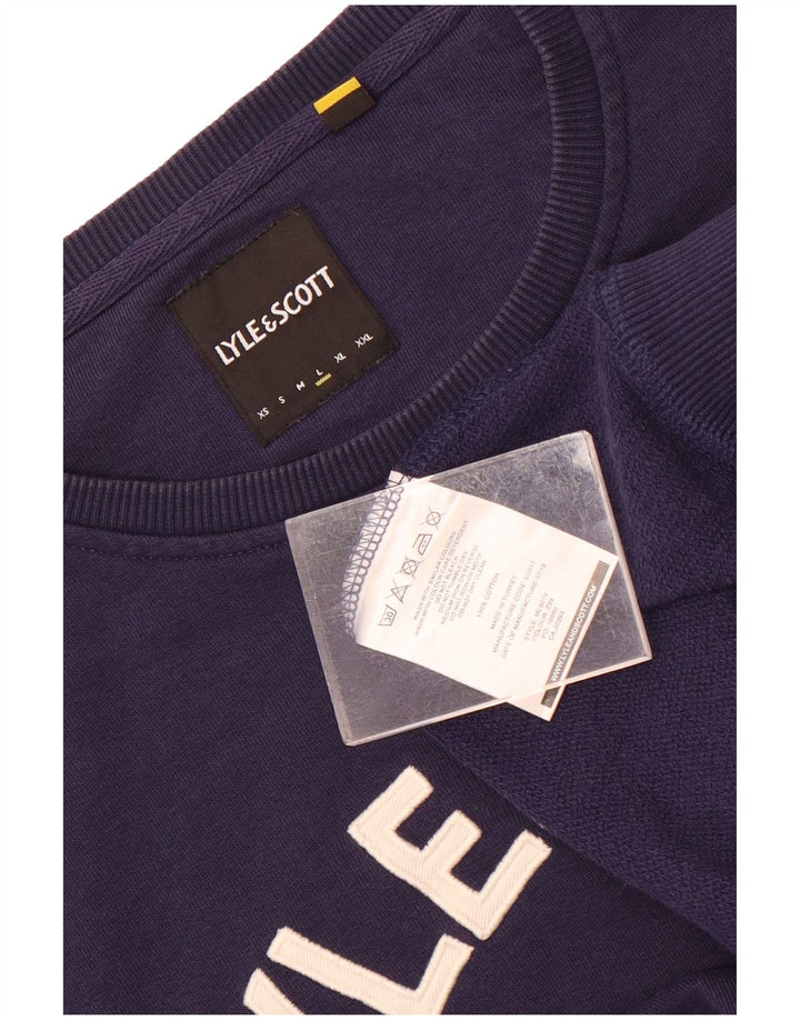 Hanorac grafic pentru bărbați Lyle & Scott Pulover mare din bumbac bleumarin
