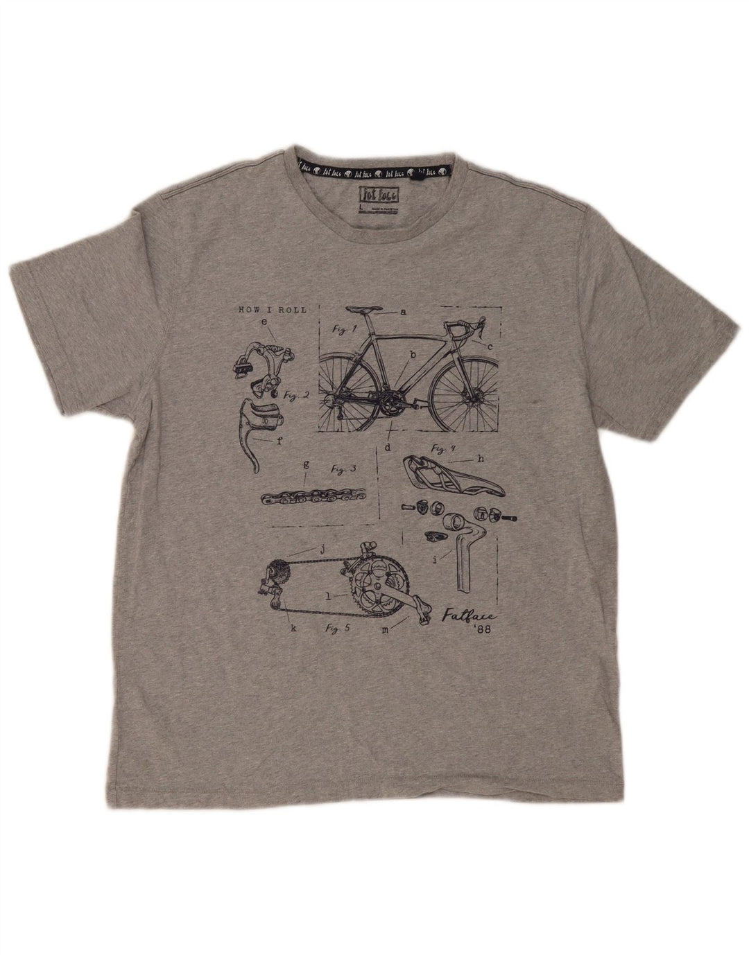 Tricou grafic pentru bărbați Fat Face Top mare, gri, bumbac cu pete