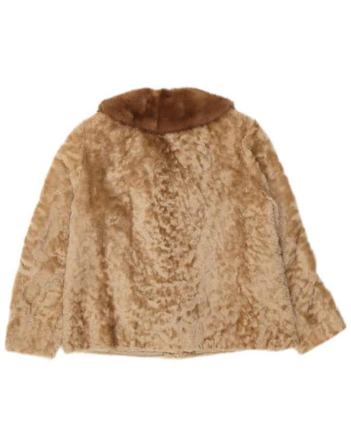Jachetă vintage pentru femei din blană artificială UK 10 Small Beige