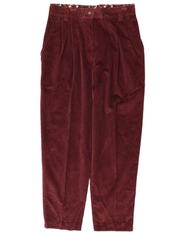 ST MICHAEL Pantaloni pentru femei din velur cu fixare UK 14 Medium W28 L26 Burgundy