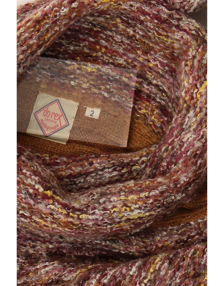 VINTAGE Pulover cu gât rulat pentru femei UK 14 Mediu cu dungi multicolore