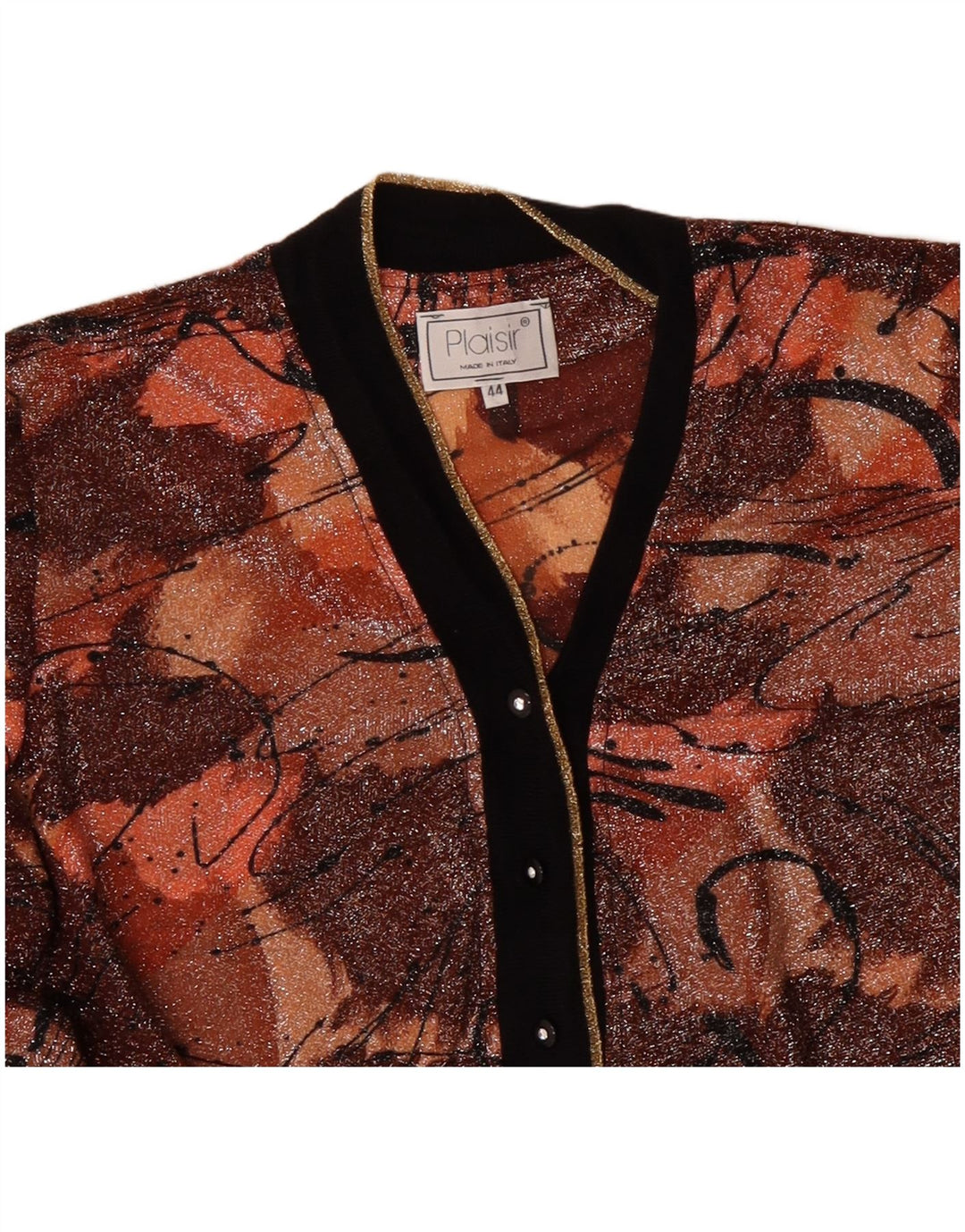 Pulover cardigan pentru femei cu model abstract PLAISIR IT 44 maro mediu