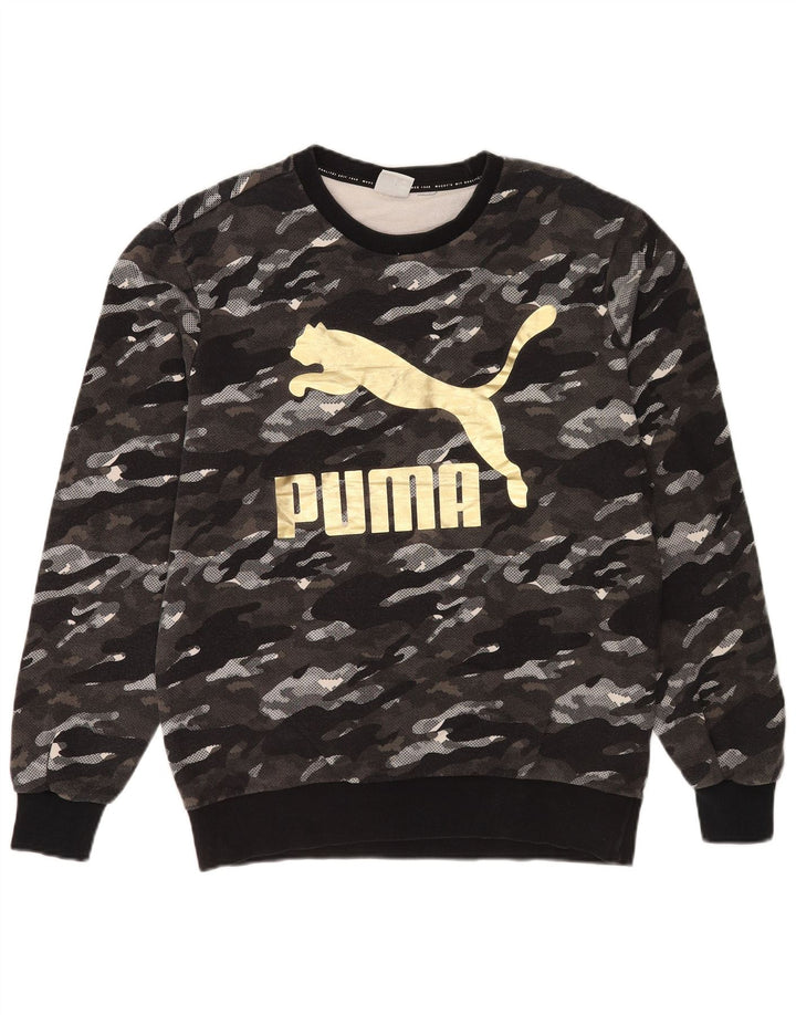 Pulover grafic pentru bărbați Puma, camuflaj, gri mediu