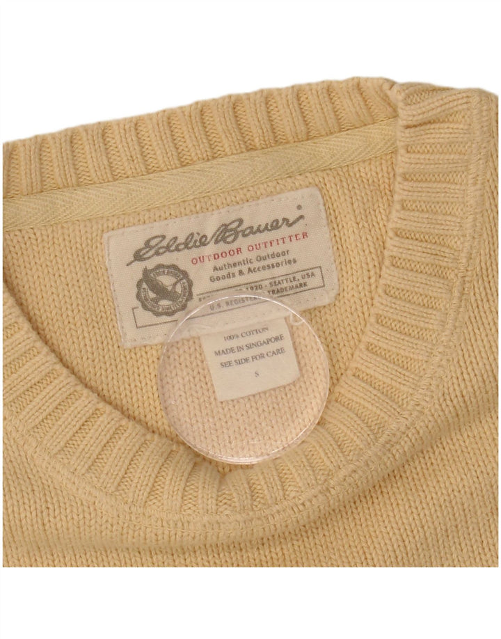 Eddie Bauer Pulover pentru bărbați cu gât roșu din bumbac galben mic
