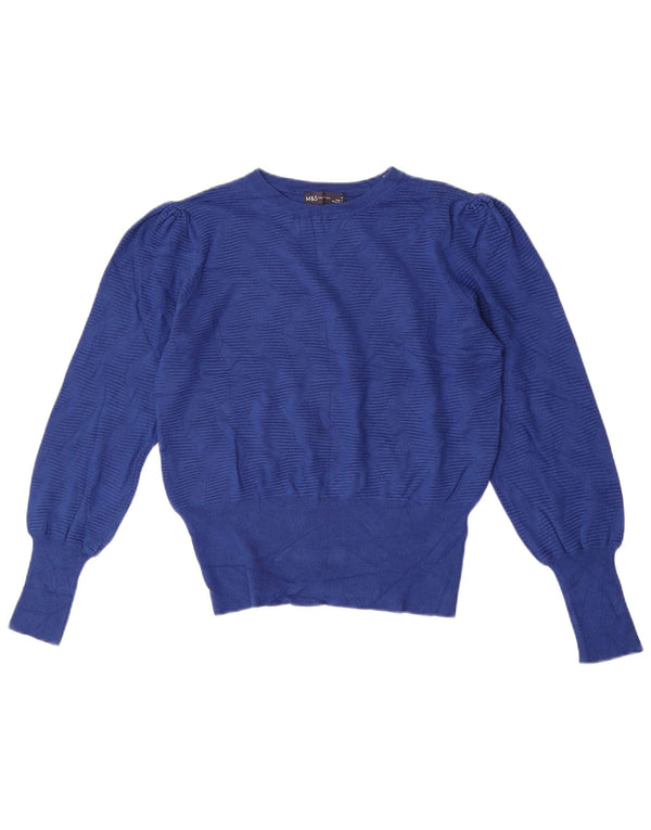 Pulover pentru femei Marks & Spencer cu decolteu triplu UK 14 Medium Blue Geometric