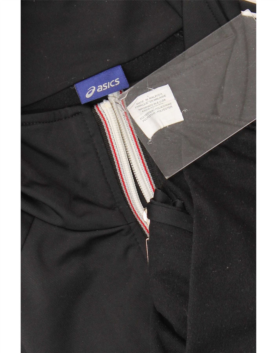 Jachetă de top pentru trening Asics pentru bărbați, poliester cu dungi negre medii