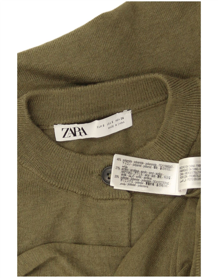 Pulover cardigan pentru femei Zara UK 10 Mic Kaki Poliamidă