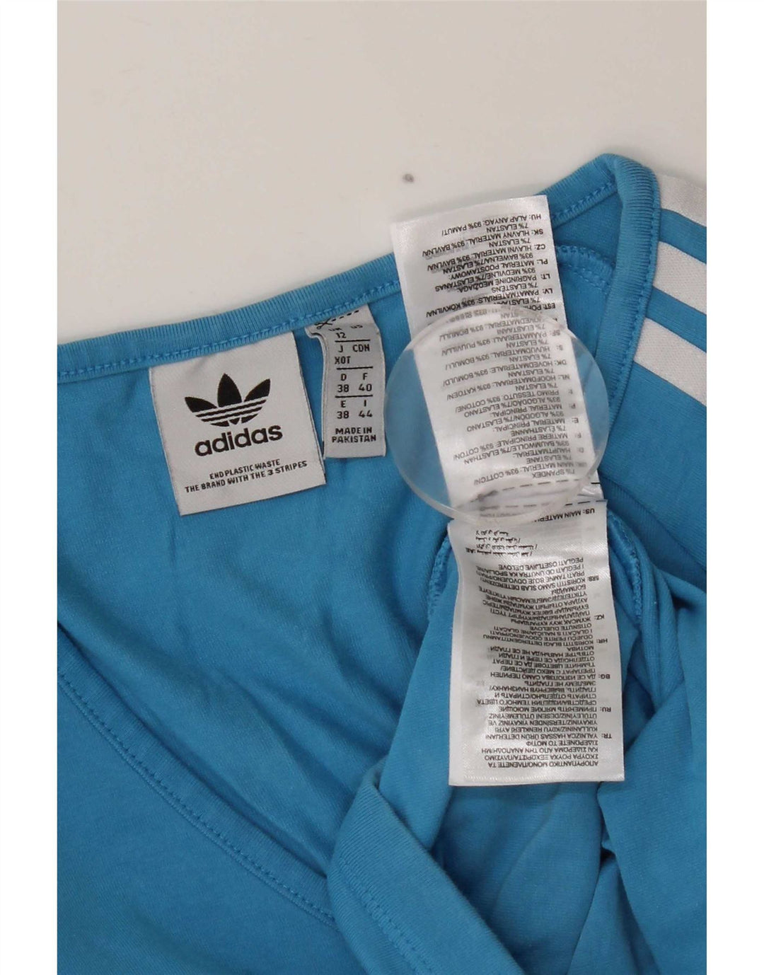 Adidas Crop Top pentru femei cu mânecă lungă UK 12 Medium Blue Bumbac