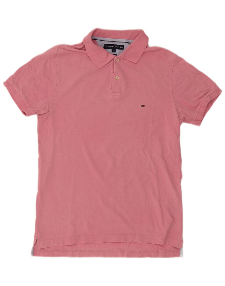 Tricou polo Tommy Hilfiger pentru bărbați, bumbac roz mediu