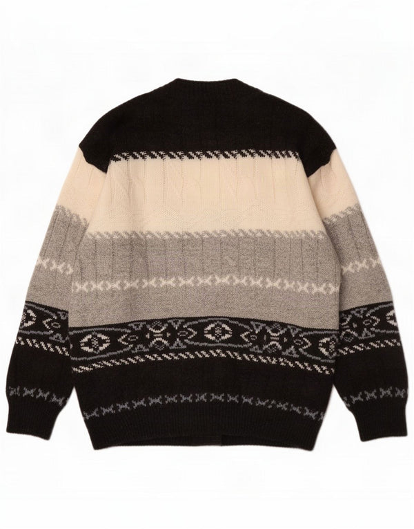 Vintage Mens Cardigan Pulover mare bleumarin Fair Isle