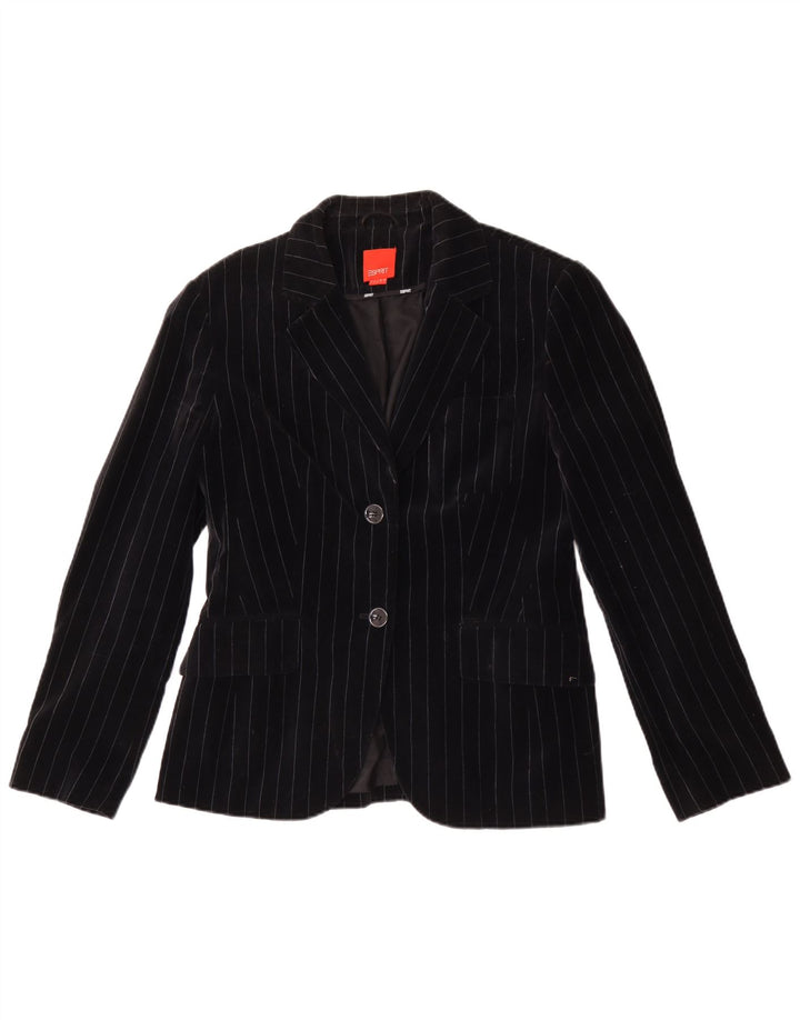 Sacou blazer din catifea pentru femei Esprit, cu 2 nasturi, UK 14, mare, negru, cu dungi