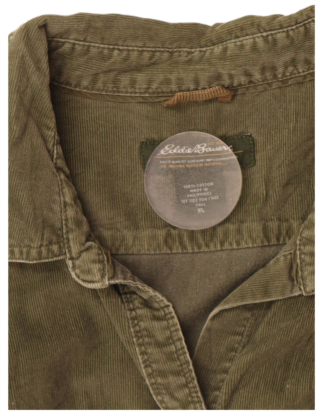 Cămașă înaltă din velur pentru femei EDDIE BAUER UK 18 XL bumbac verde