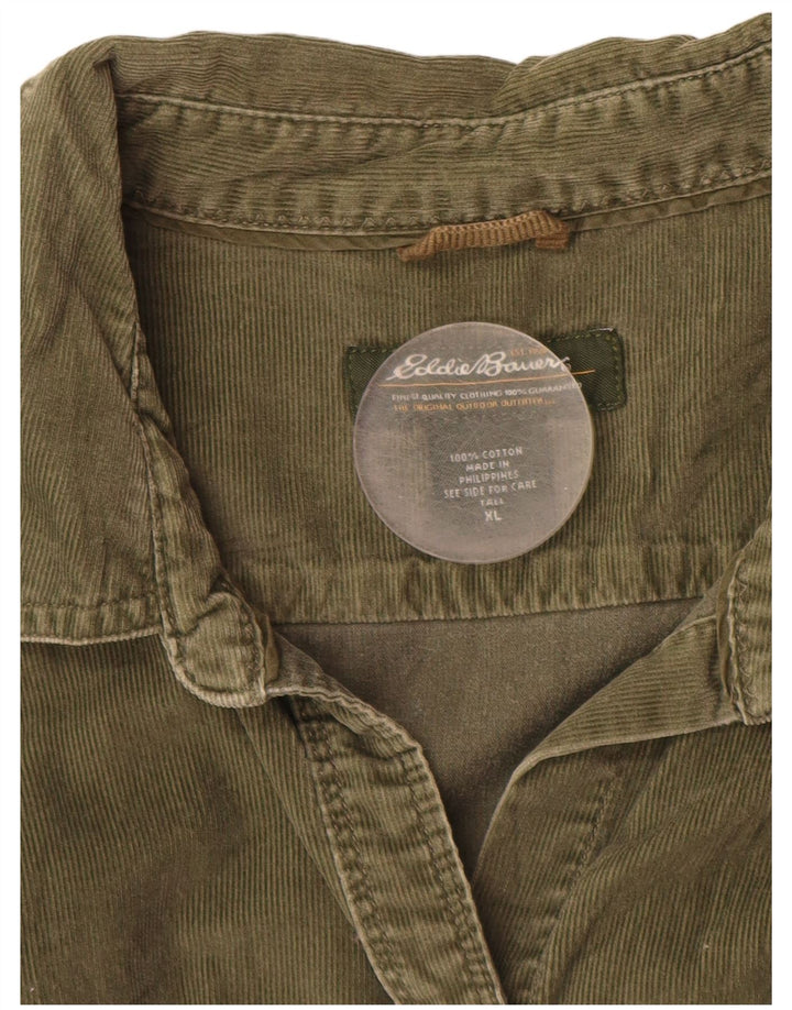 Cămașă înaltă din velur pentru femei EDDIE BAUER UK 18 XL bumbac verde