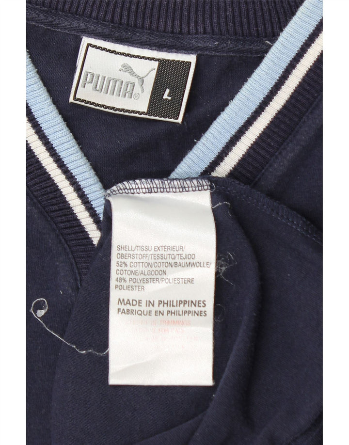 Tricou grafic PUMA pentru bărbați Top mare din bumbac bleumarin