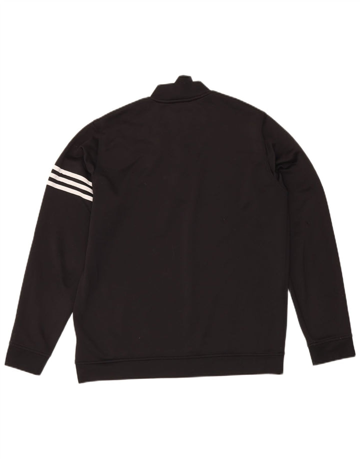 Pulover adidas Climalite pentru bărbați, cu fermoar, cu gât, poliester mare, negru
