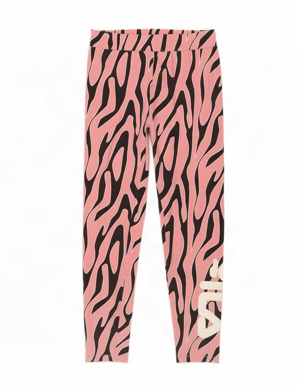 Leggings cu grafic pentru femei Fila UK 8 mic roz din bumbac cu imprimeu animal