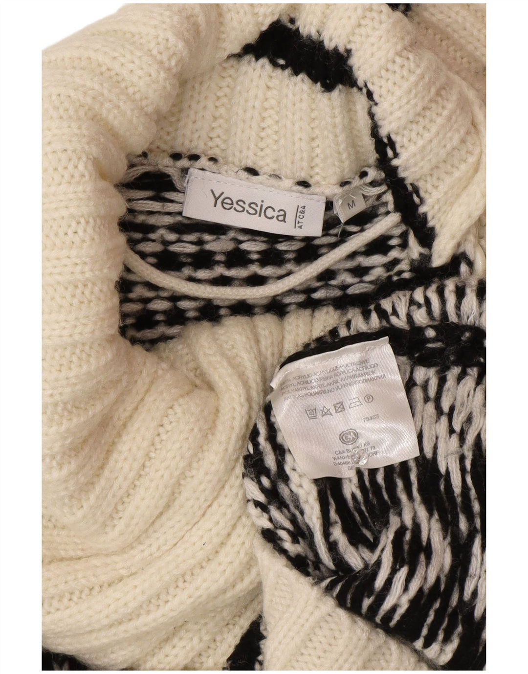 Yessica Pulover pentru damă, cu nasturi, cu gâtul fulg de zăpadă, UK 14 Medium White Wint