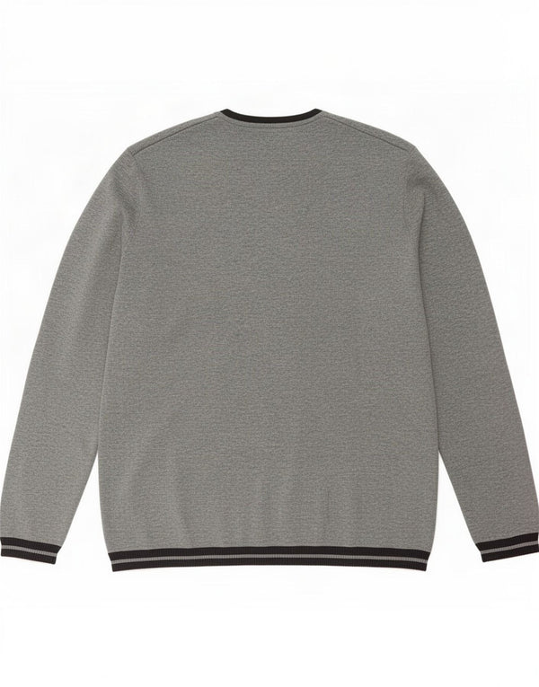 Pulover pentru bărbați Zara, cu decolteu în V, mare, gri din bumbac color bloc