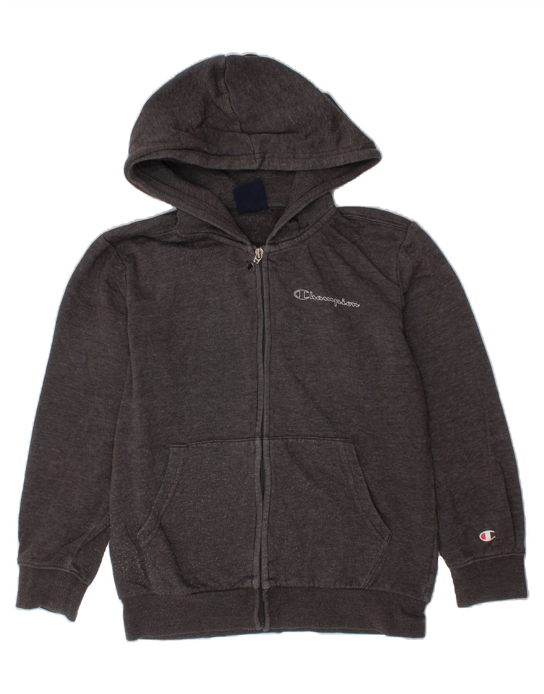 CHAMPION Boys Zip Hoodie Sweater 9-10 Years Medium Grey Cotton Vintage Champion and Second-Hand Champion from Messina Hembry 