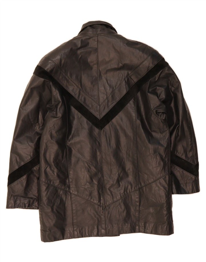 VINTAGE Womens Leather Coat EU 40 Medium Black Vintage Vintage and Second-Hand Vintage from Messina Hembry 