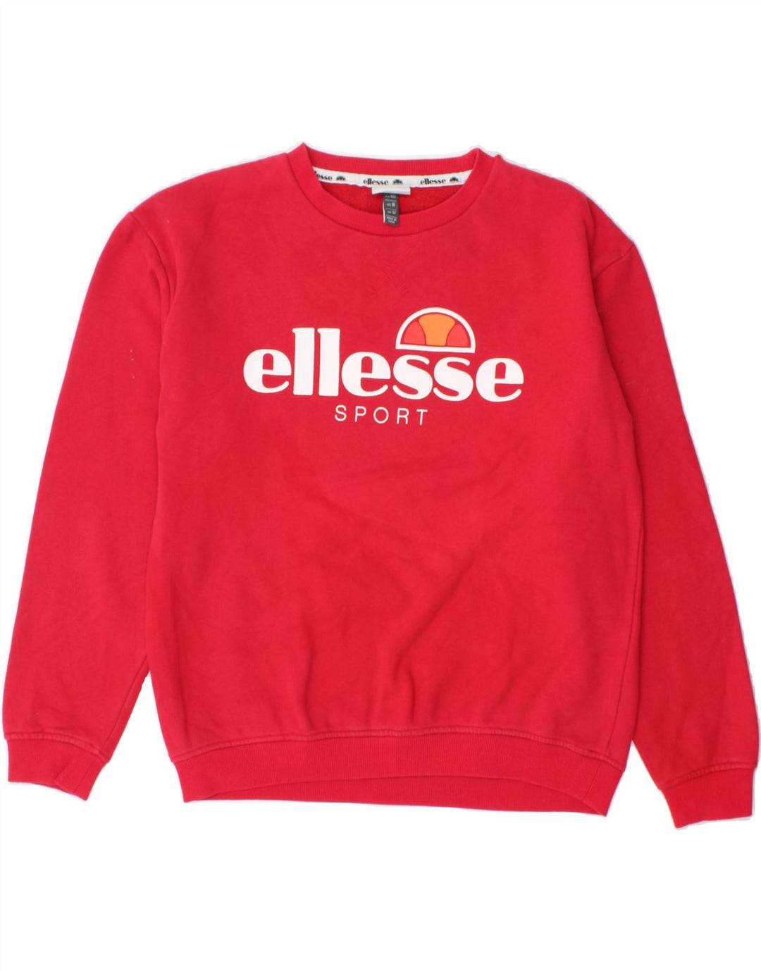 ELLESSE Womens Graphic Sweatshirt Jumper UK 12 Medium Red Cotton Vintage Ellesse and Second-Hand Ellesse from Messina Hembry 