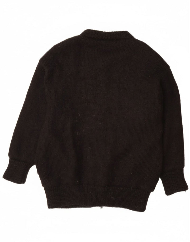Pulover cardigan ABEL pentru femei, mărime unica, lână neagră cu flori