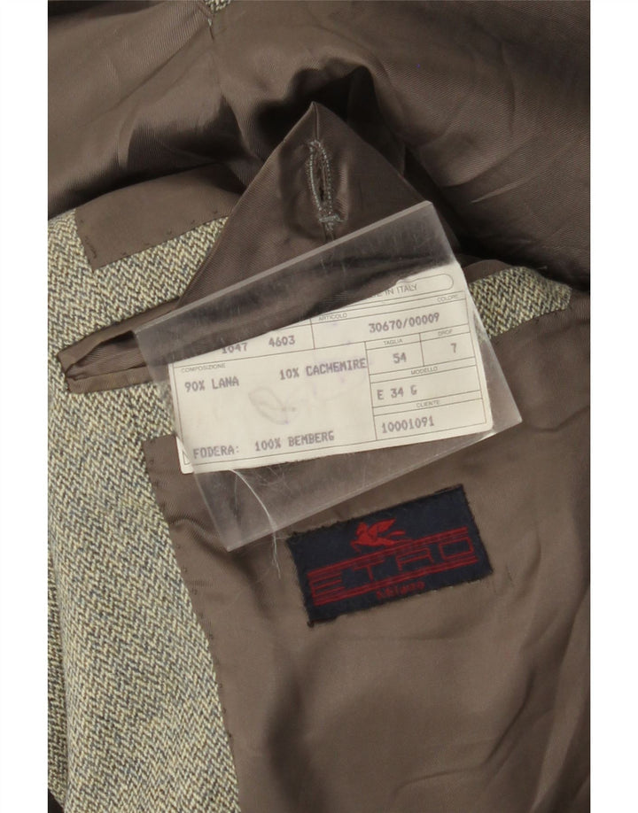 Jachetă Etro pentru bărbați, cu 3 nasturi, IT 54 2XL, lână verde în formă de spină
