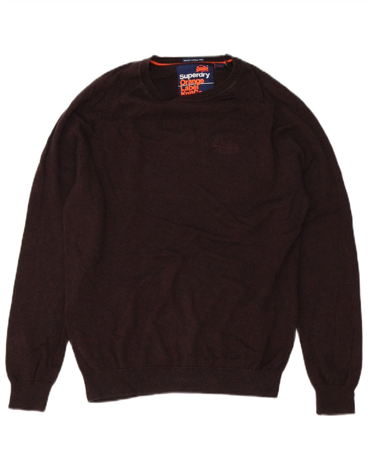 Pulover pentru bărbați Superdry cu gât de barcă, bumbac mic maro