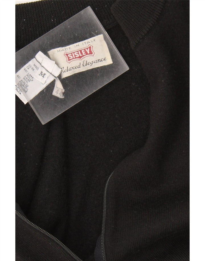 SISLEY Pulover cardigan pentru femei UK 12 Lână neagră medie