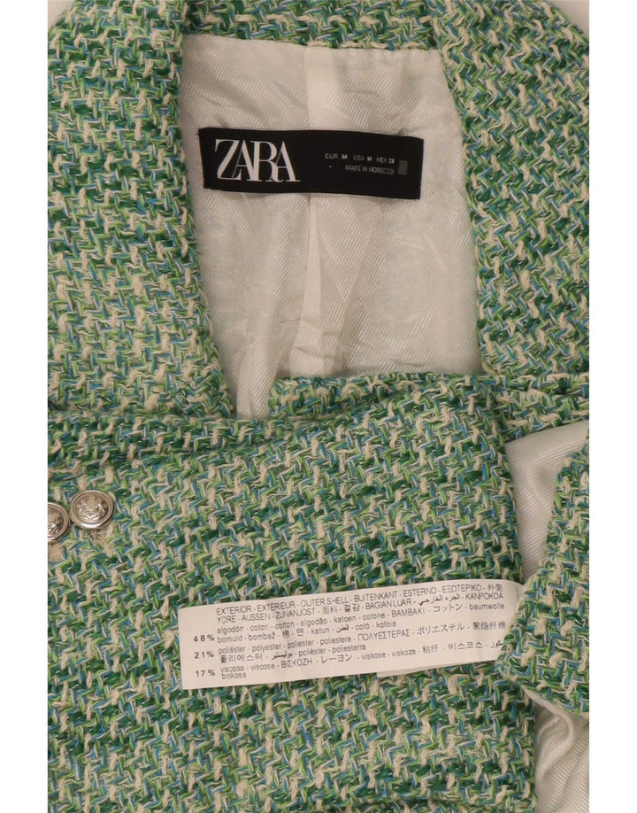Jachetă Blazer pentru femei Zara UK 12, verde mediu, bumbac