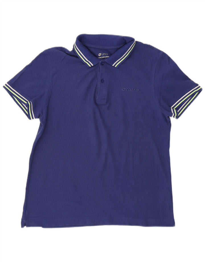Tricou polo pentru bărbați Lotto, bumbac, albastru bleumarin mediu