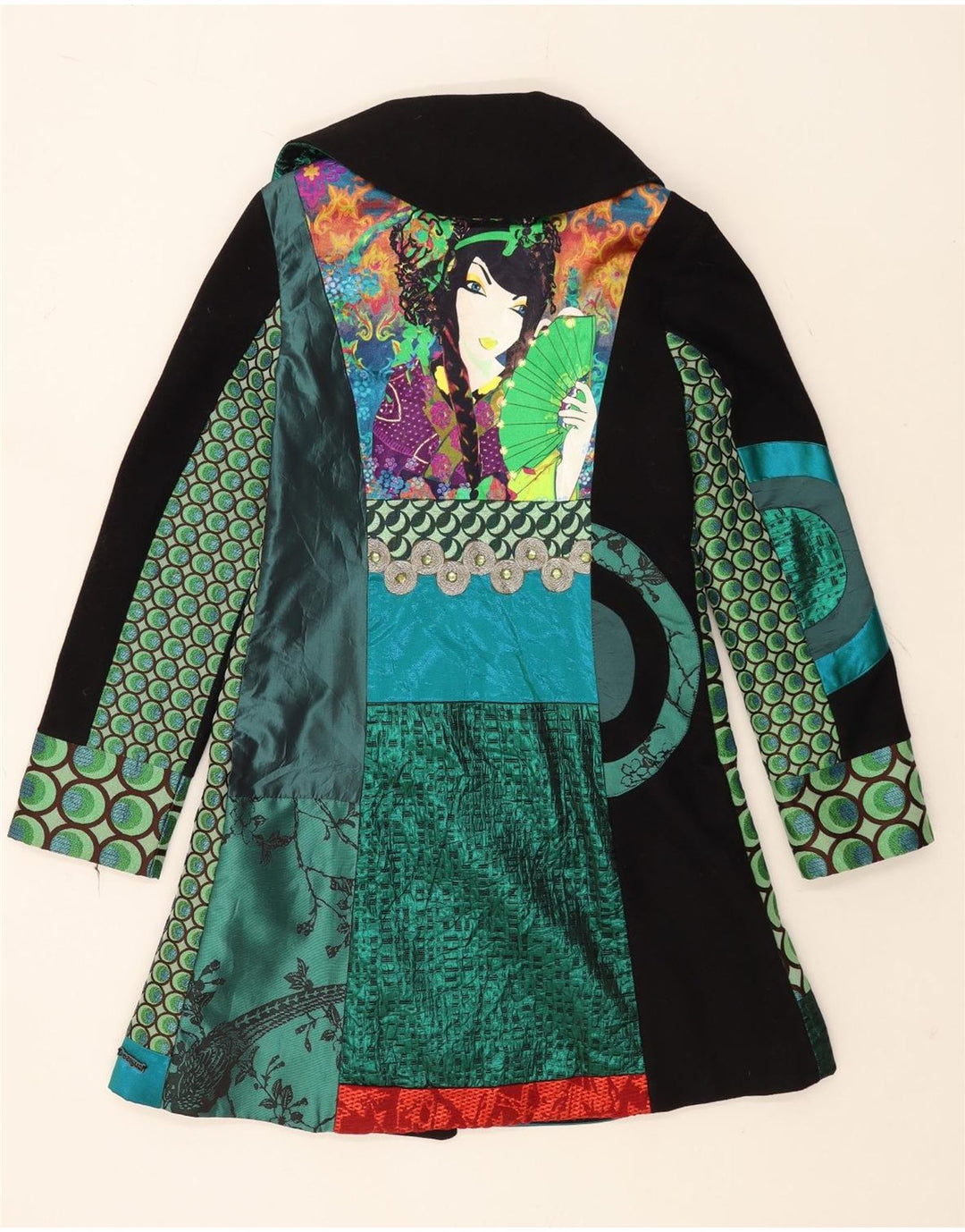 Palton pentru femei Desigual cu piept dublu EU 40 Mediu Multicolor