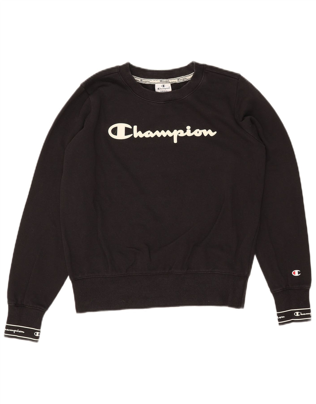Pulover pentru damă CHAMPION cu grafică pentru femei, UK 10, bumbac negru mic