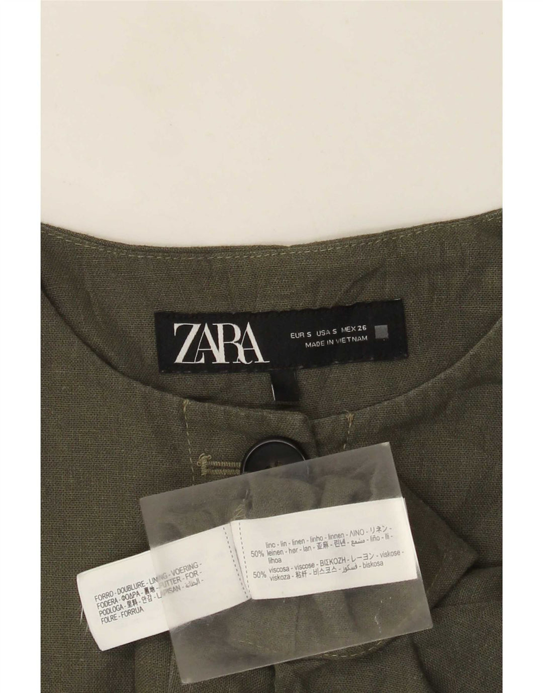 Jachetă Bolero supradimensionată pentru femei Zara UK 10 Small Khaki Linen