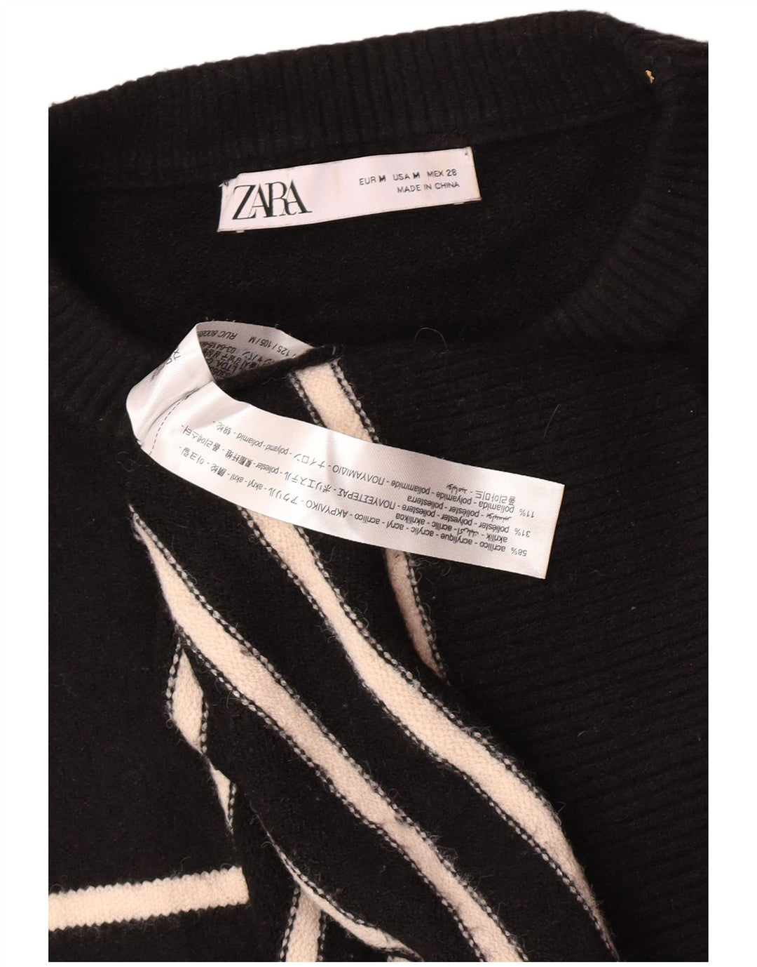 Pulover supradimensionat pentru femei Zara, cu gât crew, UK 14 Medium Black Dunge