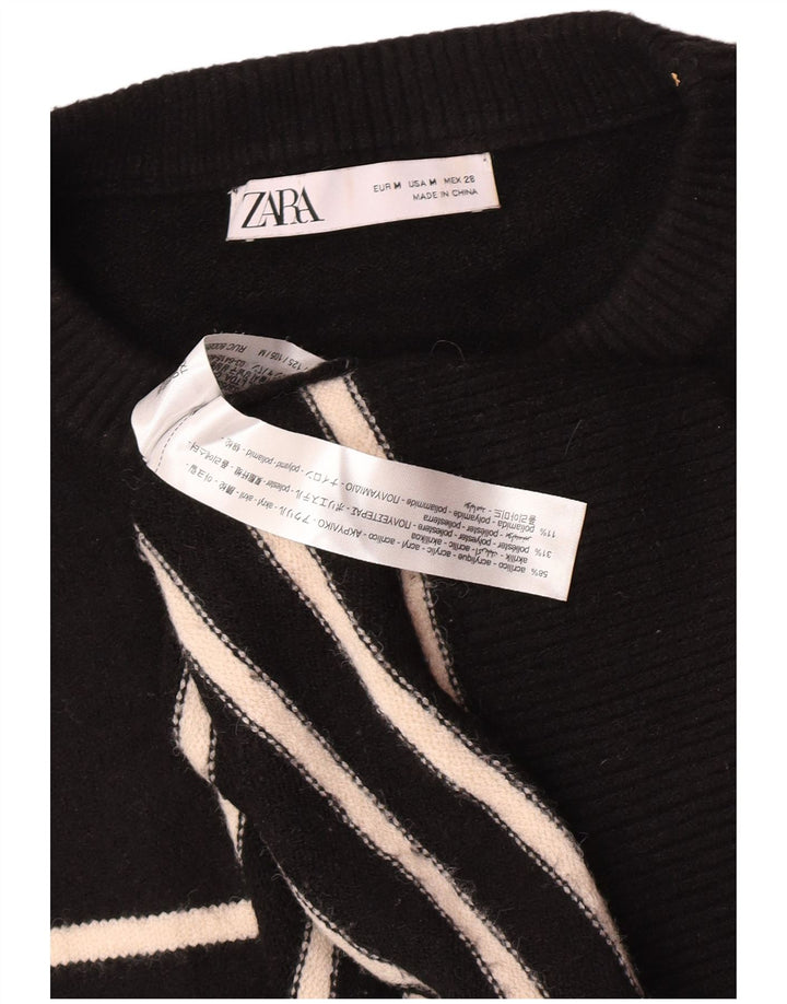 Pulover supradimensionat pentru femei Zara, cu gât crew, UK 14 Medium Black Dunge