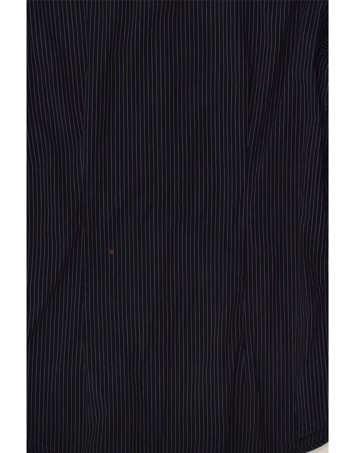 BROOKSFIELD Womens Shirt IT 42 Medium Navy Blue Pinstripe Cotton | Vintage Brooksfield | Thrift | Second-Hand Brooksfield | Used Clothing | Messina Hembry 