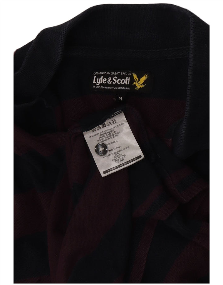 Tricou polo pentru bărbați Lyle & Scott, bumbac cu dungi albastru bleumarin mediu