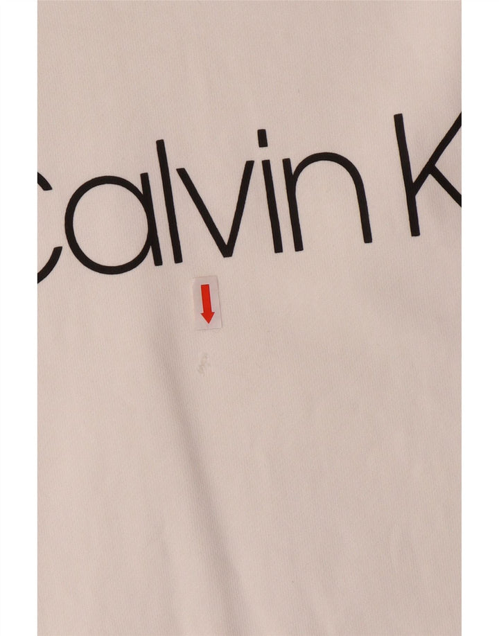 CALVIN KLEIN Mens Graphic Sweatshirt Jumper Medium White Cotton