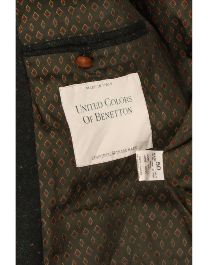 Jachetă Benetton pentru bărbați, cu 2 nasturi, IT 50, lână mare cu pete verde