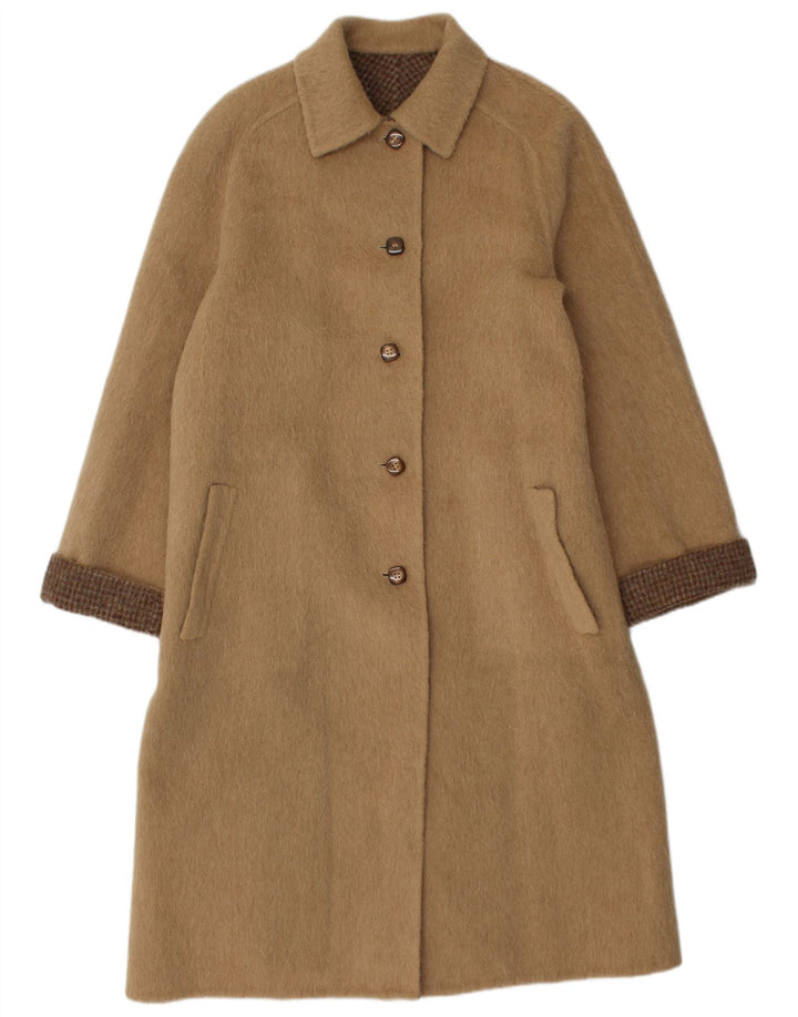 Palton reversibil vintage pentru femei IT 46 Lână virgină maro mare