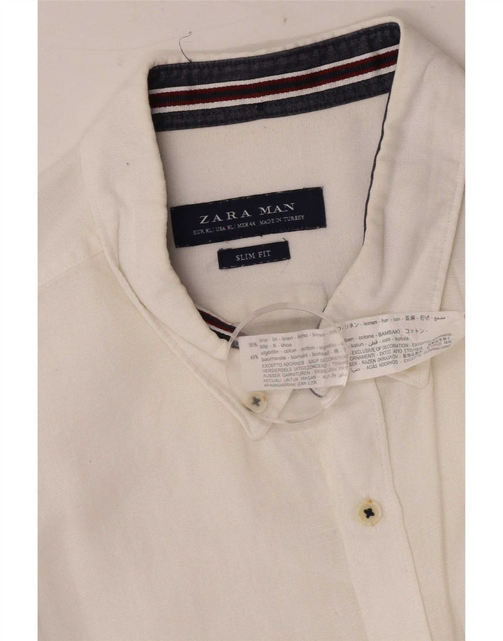 Cămașă pentru bărbați Zara Slim Fit XL, in alb
