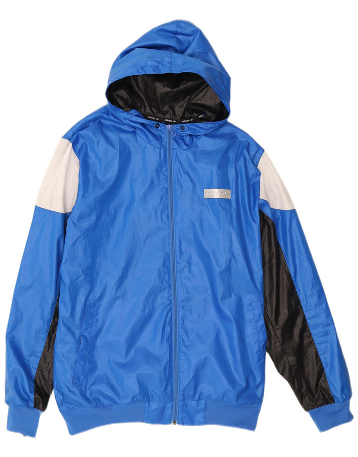 Jachetă de ploaie cu glugă pentru bărbați Adidas UK 40, mare, albastru, poliester