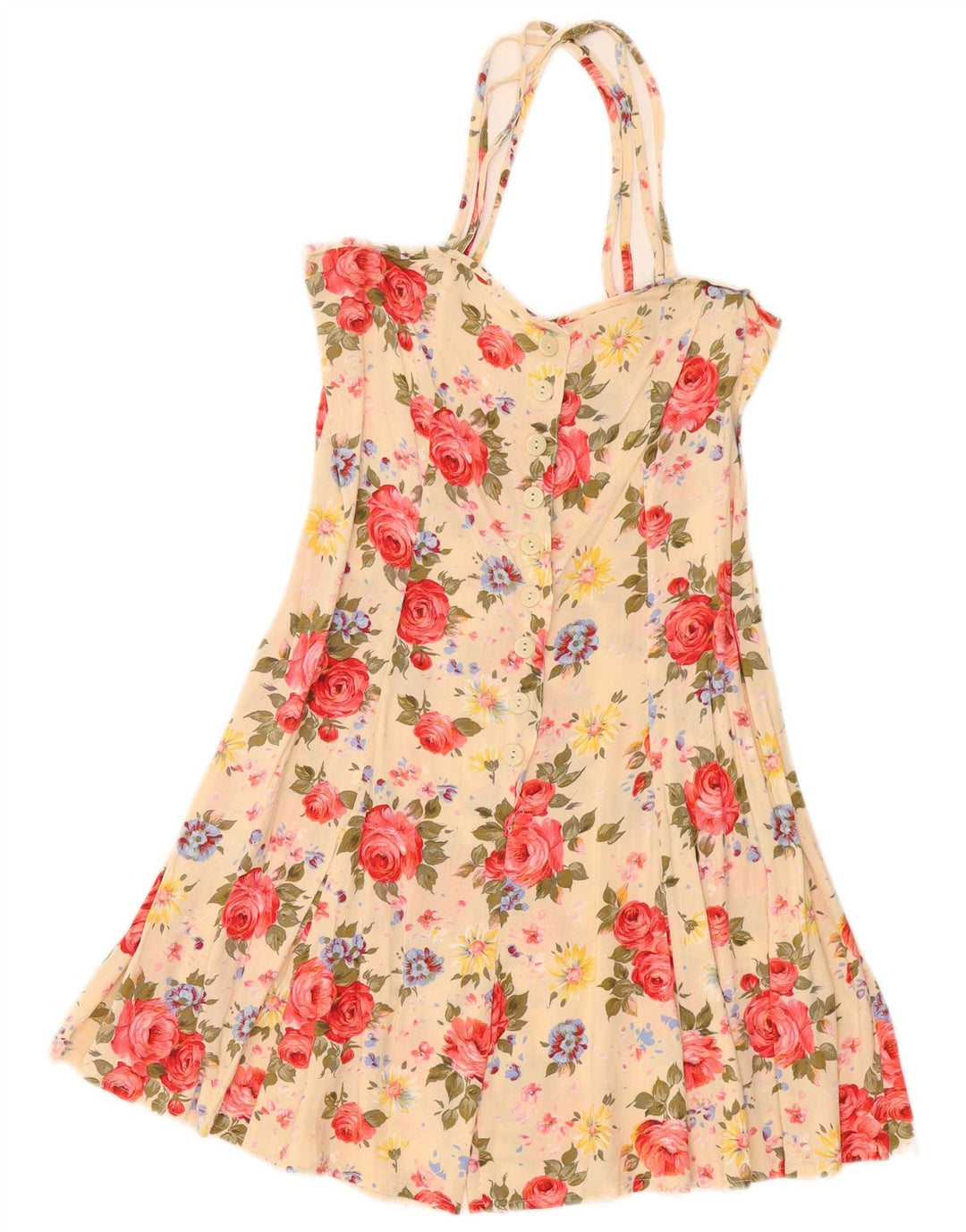 Costum pentru femei Vintage IT 42 Viscoză Florală Galben Mediu